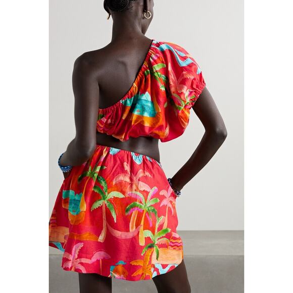 Farm Rio Ipanema One-Shoulder Cut-Out Mini Dress Size XS - Picture 3 of 7
